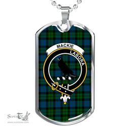 Scottish MacKie Clan Tartan Dog Tag Necklace - Crest Classic Scottish Plaid Tartan Plaid