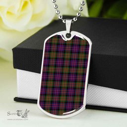Scottish MacDonald Modern Clan Tartan Dog Tag Necklace - Classic Scottish Plaid Tartan Plaid