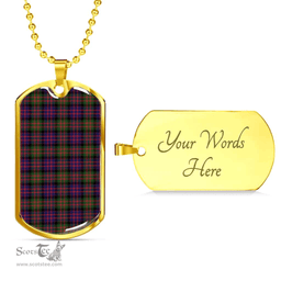 Scottish MacDonald Modern Clan Tartan Dog Tag Necklace - Classic Scottish Plaid Tartan Plaid