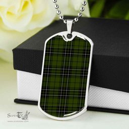 Scottish MacLean Hunting Clan Tartan Dog Tag Necklace - Classic Scottish Plaid Tartan Plaid
