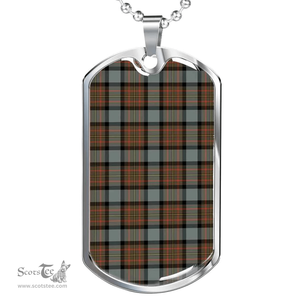 Scottish MacLaren Weathered Clan Tartan Dog Tag Necklace - Classic Scottish Plaid Tartan Plaid