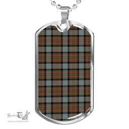 Scottish MacLaren Weathered Clan Tartan Dog Tag Necklace - Classic Scottish Plaid Tartan Plaid