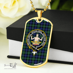 ScottishPlaid Urquhart (Smibert) Modern Clan Tartan Dog Tag Necklace - Crest Classic Scottish Plaid Tartan Plaid