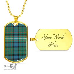 Scottish Ferguson Ancient Clan Tartan Dog Tag Necklace - Classic Scottish Plaid Tartan Plaid