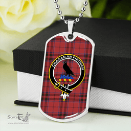 ScottishPlaid MacDonell of Keppoch Weathered Clan Tartan Dog Tag Necklace - Crest Classic Scottish Plaid Tartan Plaid