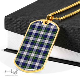 Scottish Gordon Dress Modern Clan Tartan Dog Tag Necklace - Classic Scottish Plaid Tartan Plaid