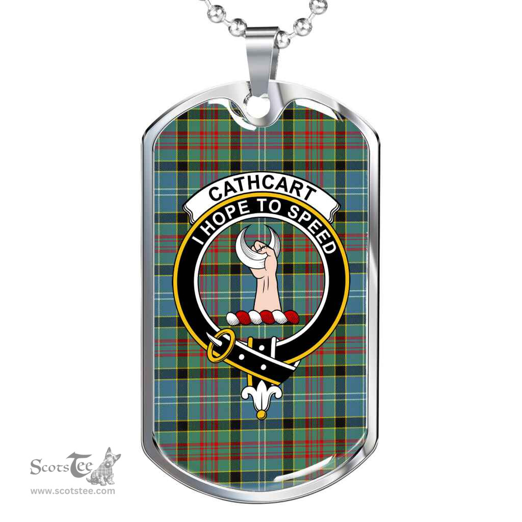 Scottish Cathcart Clan Tartan Dog Tag Necklace - Crest Classic Scottish Plaid Tartan Plaid