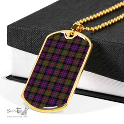 Scottish MacDonald Modern Clan Tartan Dog Tag Necklace - Classic Scottish Plaid Tartan Plaid