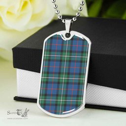 Scottish MacPhail Hunting Ancient Clan Tartan Dog Tag Necklace - Classic Scottish Plaid Tartan Plaid