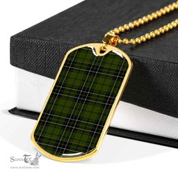 Scottish MacLean Hunting Clan Tartan Dog Tag Necklace - Classic Scottish Plaid Tartan Plaid
