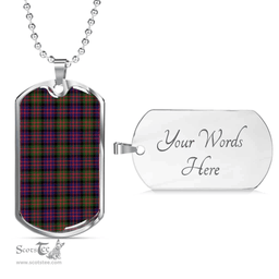 Scottish MacDonald Modern Clan Tartan Dog Tag Necklace - Classic Scottish Plaid Tartan Plaid