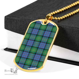 Scottish Bowie Ancient Clan Tartan Dog Tag Necklace - Classic Scottish Plaid Tartan Plaid