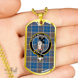 ScottishPlaid Thompson Variant (Thomson Variant) Ancient Clan Tartan Dog Tag Necklace - Crest Classic Scottish Plaid Tartan Plaid