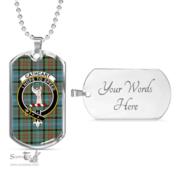 Scottish Cathcart Clan Tartan Dog Tag Necklace - Crest Classic Scottish Plaid Tartan Plaid