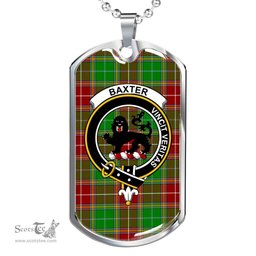 Scottish Baxter Clan Tartan Dog Tag Necklace - Crest Classic Scottish Plaid Tartan Plaid