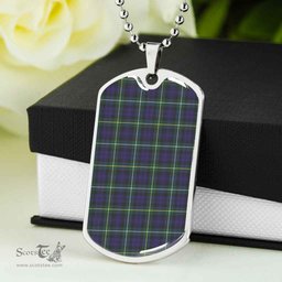 Scottish Campbell Argyll Modern Clan Tartan Dog Tag Necklace - Classic Scottish Plaid Tartan Plaid