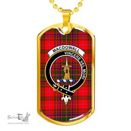 Scottish MacDowall (of Garthland) Clan Tartan Dog Tag Necklace - Crest Classic Scottish Plaid Tartan Plaid