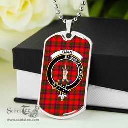 Scottish Bain Clan Tartan Dog Tag Necklace - Crest Classic Scottish Plaid Tartan Plaid