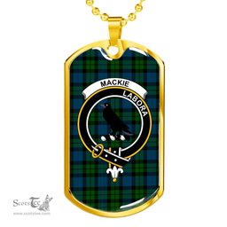 Scottish MacKie Clan Tartan Dog Tag Necklace - Crest Classic Scottish Plaid Tartan Plaid