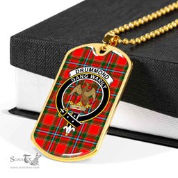 Scottish Drummond Clan Tartan Dog Tag Necklace - Crest Classic Scottish Plaid Tartan Plaid