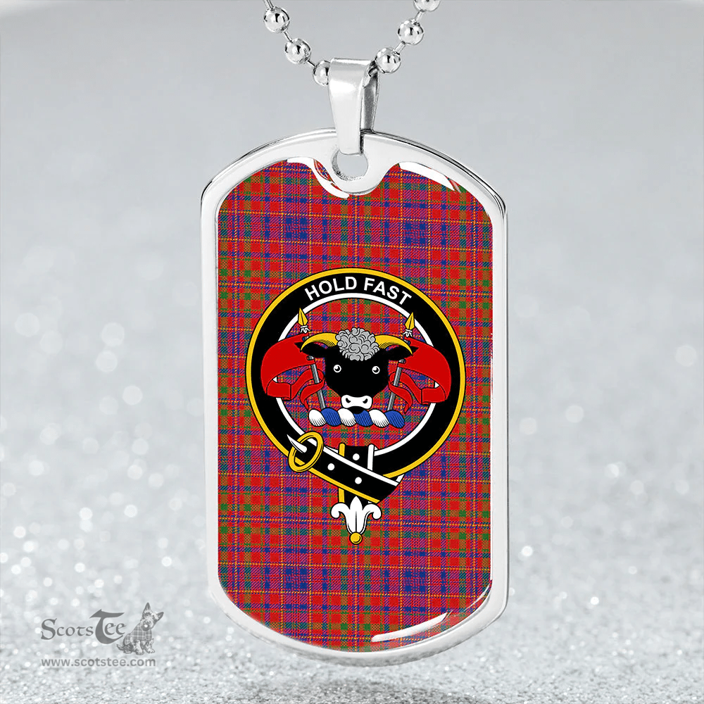 ScottishPlaid MacLeod Red Modern Clan Tartan Dog Tag Necklace - Crest Classic Scottish Plaid Tartan Plaid
