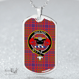 ScottishPlaid MacLeod Red Modern Clan Tartan Dog Tag Necklace - Crest Classic Scottish Plaid Tartan Plaid