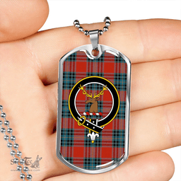 ScottishPlaid MacLeay Ancient Clan Tartan Dog Tag Necklace - Crest Classic Scottish Plaid Tartan Plaid