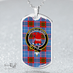ScottishPlaid Pentland Clan Tartan Dog Tag Necklace - Crest Classic Scottish Plaid Tartan Plaid