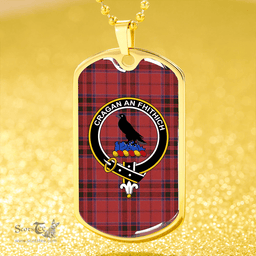 ScottishPlaid MacDonell of Keppoch Weathered Clan Tartan Dog Tag Necklace - Crest Classic Scottish Plaid Tartan Plaid