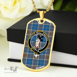 ScottishPlaid Thompson Variant (Thomson Variant) Ancient Clan Tartan Dog Tag Necklace - Crest Classic Scottish Plaid Tartan Plaid