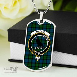 Scottish MacKie Clan Tartan Dog Tag Necklace - Crest Classic Scottish Plaid Tartan Plaid