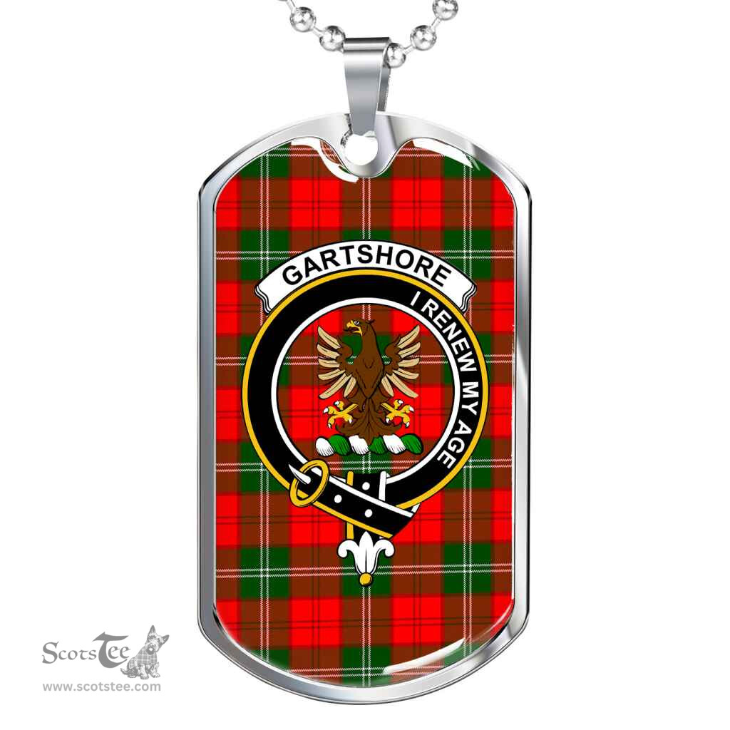 Scottish Gartshore Clan Tartan Dog Tag Necklace - Crest Classic Scottish Plaid Tartan Plaid