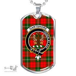 Scottish Gartshore Clan Tartan Dog Tag Necklace - Crest Classic Scottish Plaid Tartan Plaid