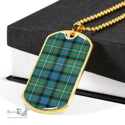 Scottish Ferguson Ancient Clan Tartan Dog Tag Necklace - Classic Scottish Plaid Tartan Plaid