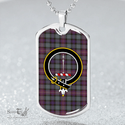 ScottishPlaid Rankin #3 Weathered Clan Tartan Dog Tag Necklace - Crest Classic Scottish Plaid Tartan Plaid