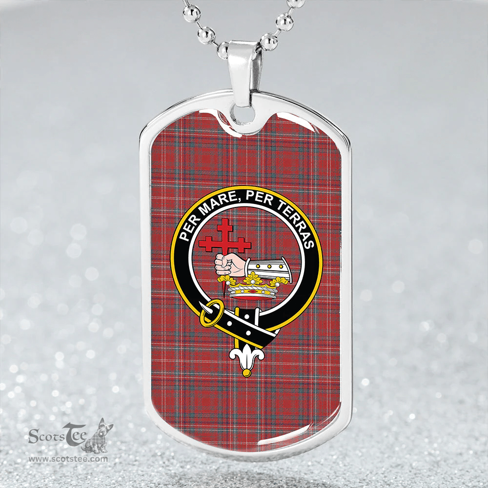 ScottishPlaid MacDonald of Staffa (Donald of Staffa) Weathered Clan Tartan Dog Tag Necklace - Crest Classic Scottish Plaid Tartan Plaid
