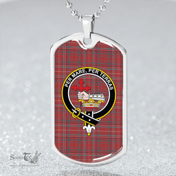 ScottishPlaid MacDonald of Staffa (Donald of Staffa) Weathered Clan Tartan Dog Tag Necklace - Crest Classic Scottish Plaid Tartan Plaid