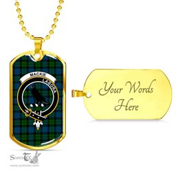 Scottish MacKie Clan Tartan Dog Tag Necklace - Crest Classic Scottish Plaid Tartan Plaid