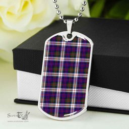 Scottish MacDonald Dress Modern Clan Tartan Dog Tag Necklace - Classic Scottish Plaid Tartan Plaid