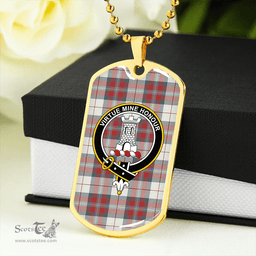 ScottishPlaid MacLean Dress (Lumsden) Weathered Clan Tartan Dog Tag Necklace - Crest Classic Scottish Plaid Tartan Plaid