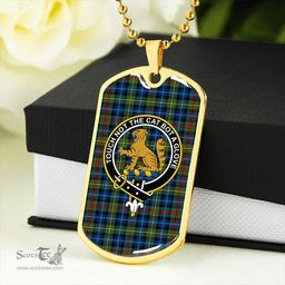 ScottishPlaid Smith (MacGowan Hunting) Modern Clan Tartan Dog Tag Necklace - Crest Classic Scottish Plaid Tartan Plaid