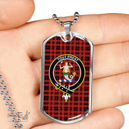 ScottishPlaid Murray of Ochtertyre Ancient Clan Tartan Dog Tag Necklace - Crest Classic Scottish Plaid Tartan Plaid