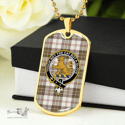 ScottishPlaid MacPherson Dress Blue Weathered Clan Tartan Dog Tag Necklace - Crest Classic Scottish Plaid Tartan Plaid