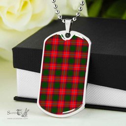 Scottish Rattray Modern Clan Tartan Dog Tag Necklace - Classic Scottish Plaid Tartan Plaid