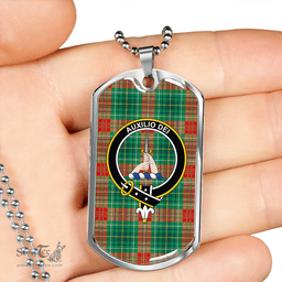 ScottishPlaid Muirhead #2 Modern Clan Tartan Dog Tag Necklace - Crest Classic Scottish Plaid Tartan Plaid