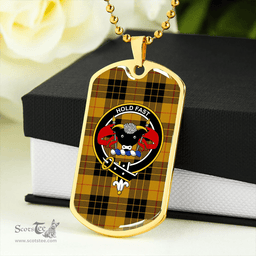 ScottishPlaid MacLeod of Lewis Ancient Clan Tartan Dog Tag Necklace - Crest Classic Scottish Plaid Tartan Plaid