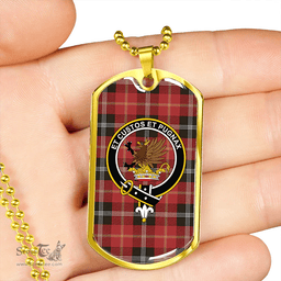 ScottishPlaid Marjoribanks Weathered Clan Tartan Dog Tag Necklace - Crest Classic Scottish Plaid Tartan Plaid