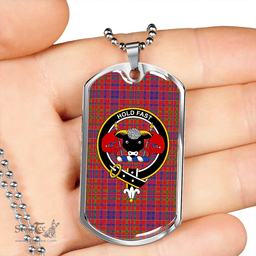 ScottishPlaid MacLeod Red Modern Clan Tartan Dog Tag Necklace - Crest Classic Scottish Plaid Tartan Plaid