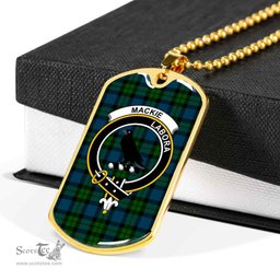 Scottish MacKie Clan Tartan Dog Tag Necklace - Crest Classic Scottish Plaid Tartan Plaid