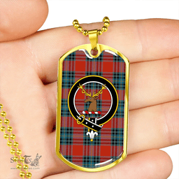 ScottishPlaid MacLeay Ancient Clan Tartan Dog Tag Necklace - Crest Classic Scottish Plaid Tartan Plaid